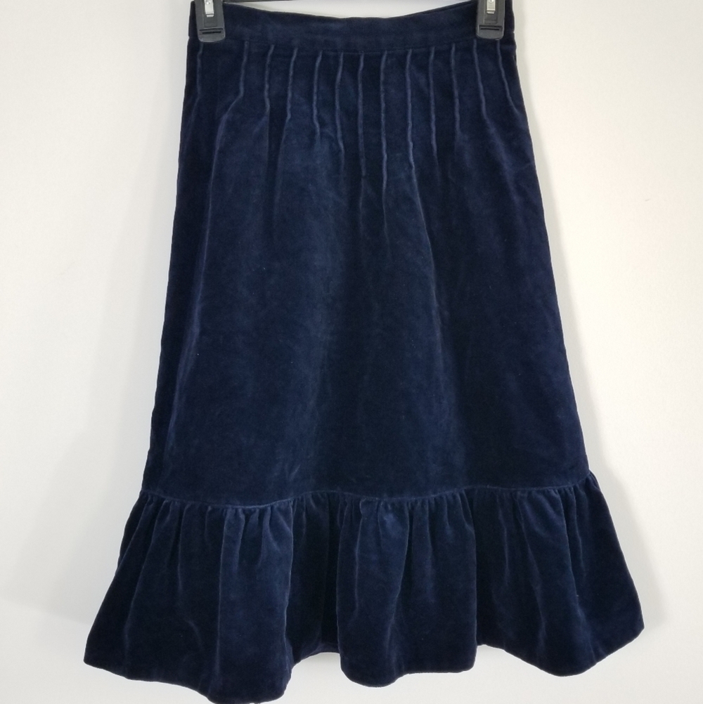 Norma Legge Navy Velvet Trumpet Skirt Women's Dark Academia | Waist 24